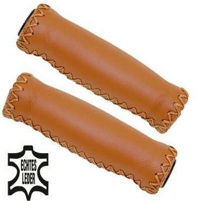 VELO Poignées De Guidon Vélo En Cuir Véritable Marron 1 VELO Poignées De Guidon Vélo En Cuir Véritable Marron